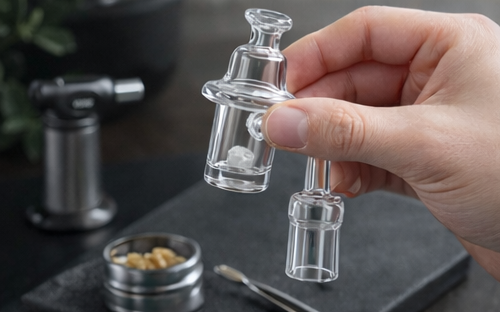 Quartz Banger Carb Cap – 14mm Male | Heat Resistant Quartz | Bell Design | 2.5 Inch